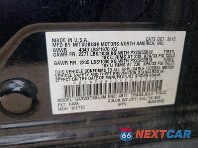 Zdjęcie 13 z 13 samochodu: 2015 MITSUBISHI OUTLANDER SPORT ES VIN:4A4AP3AU5FE058824 - miniatura