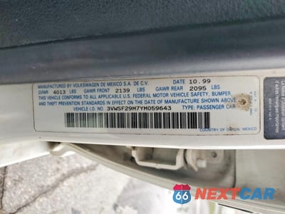 Zdjęcie 12 z 12 samochodu: 2000 VOLKSWAGEN JETTA GLS TDI VIN:3VWSF29M7YM059643 - miniatura