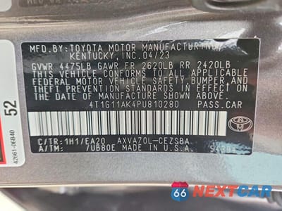 Zdjęcie 12 z 12 samochodu: 2023 TOYOTA CAMRY SE VIN:4T1G11AK4PU810280 - miniatura