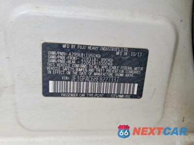 Zdjęcie 12 z 12 samochodu: 2014 SUBARU IMPREZA PREMIUM VIN:JF1GPAC68E8227337 - miniatura