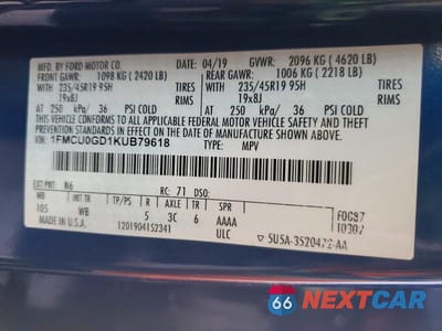 Zdjęcie 13 z 13 samochodu: 2019 FORD ESCAPE SE VIN:1FMCU0GD1KUB79618 - miniatura