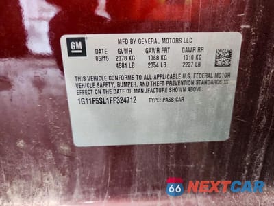 Zdjęcie 13 z 13 samochodu: 2015 CHEVROLET MALIBU LTZ VIN:1G11F5SL1FF324712 - miniatura