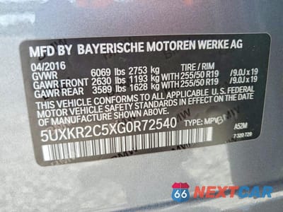 Zdjęcie 13 z 13 samochodu: 2016 BMW X5 SDRIVE35I VIN:5UXKR2C5XG0R72540 - miniatura
