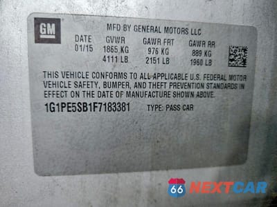 Zdjęcie 12 z 12 samochodu: 2015 CHEVROLET CRUZE LT VIN:1G1PE5SB1F7183381 - miniatura