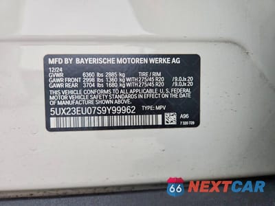 Zdjęcie 13 z 13 samochodu: 2025 BMW X5 XDRIVE40I VIN:5UX23EU07S9Y99962 - miniatura