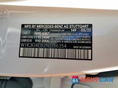 Zdjęcie 12 z 12 samochodu: 2022 MERCEDES-BENZ A 220 VIN:W1K3G4EB2NJ356354 - miniatura