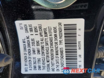 Zdjęcie 12 z 12 samochodu: 2016 HONDA CIVIC EX VIN:2HGFC1F34GH648375 - miniatura