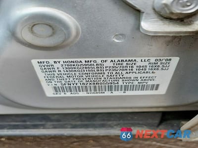 Zdjęcie 13 z 13 samochodu: 2008 HONDA PILOT VP VIN:5FNYF182X8B055954 - miniatura