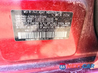 Zdjęcie 12 z 12 samochodu: 2015 SUBARU IMPREZA VIN:JF1GJAA6XFH006666 - miniatura