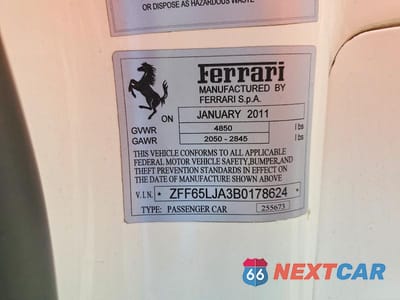 Zdjęcie 12 z 12 samochodu: 2011 FERRARI CALIFORNIA VIN:ZFF65LJA3B0178624 - miniatura