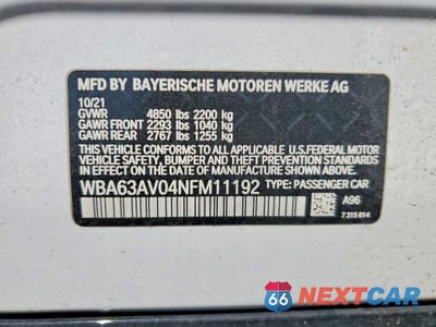 Zdjęcie 12 z 12 samochodu: 2022 BMW 430I GRAN COUPE VIN:WBA63AV04NFM11192 - miniatura