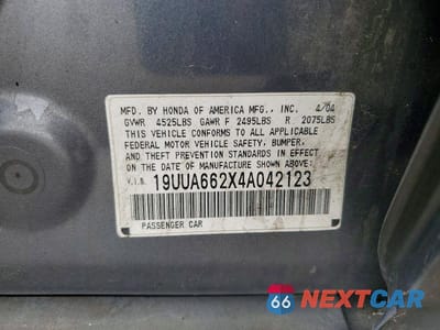 Zdjęcie 12 z 12 samochodu: 2004 ACURA TL VIN:19UUA662X4A042123 - miniatura
