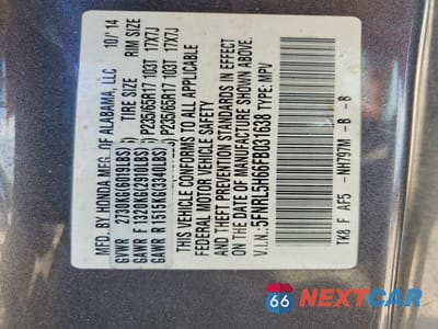 Zdjęcie 12 z 12 samochodu: 2015 HONDA ODYSSEY EXL VIN:5FNRL5H66FB031638 - miniatura