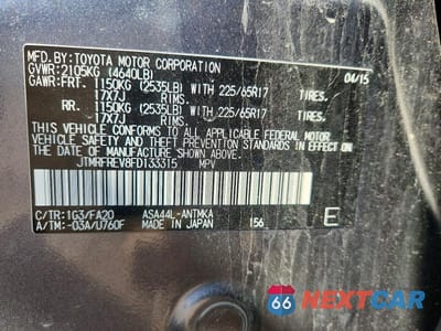 Zdjęcie 13 z 13 samochodu: 2015 TOYOTA RAV4 XLE VIN:JTMRFREV8FD133315 - miniatura
