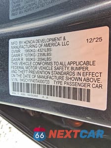 Zdjęcie 12 z 12 samochodu: 2026 HONDA ACCORD SE VIN:1HGCY1F40TA000733 - miniatura