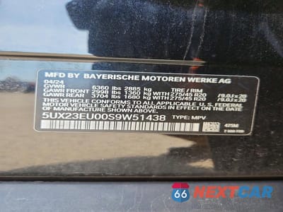 Zdjęcie 14 z 14 samochodu: 2025 BMW X5 XDRIVE40I VIN:5UX23EU00S9W51438 - miniatura