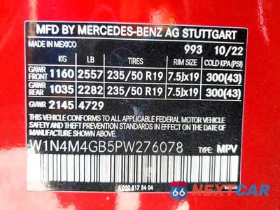 Zdjęcie 13 z 13 samochodu: 2023 MERCEDES-BENZ GLB 250 VIN:W1N4M4GB5PW276078 - miniatura