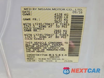 Zdjęcie 13 z 13 samochodu: 2016 NISSAN NV 2500 HD SV VIN:1N6BF0KY7GN815414 - miniatura