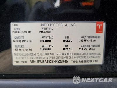 Zdjęcie 13 z 13 samochodu: 2017 TESLA MODEL S VIN:5YJSA1E28HF223745 - miniatura