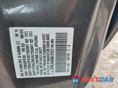 Zdjęcie 13 z 13 samochodu: 2016 HONDA ODYSSEY EXL VIN:5FNRL5H69GB137812 - miniatura