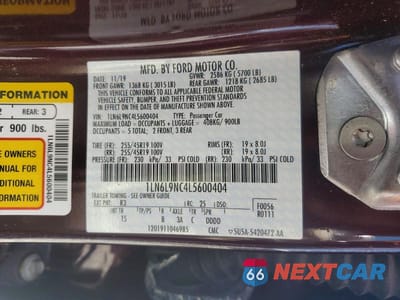 Zdjęcie 13 z 13 samochodu: 2020 LINCOLN CONTINENTAL RESERVE VIN:1LN6L9NC4L5600404 - miniatura