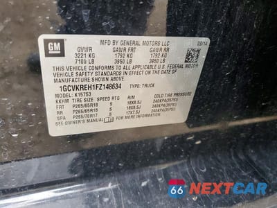 Zdjęcie 12 z 12 samochodu: 2015 CHEVROLET SILVERADO K1500 LT VIN:1GCVKREH1FZ148634 - miniatura