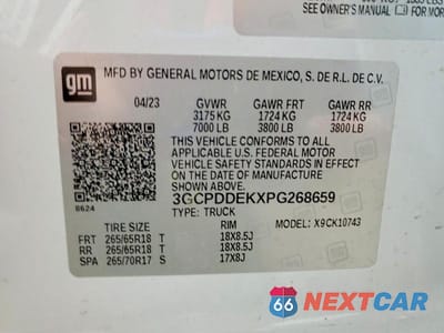 Zdjęcie 13 z 13 samochodu: 2023 CHEVROLET SILVERADO K1500 LT VIN:3GCPDDEKXPG268659 - miniatura
