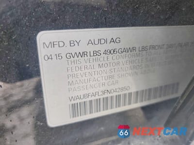 Zdjęcie 13 z 13 samochodu: 2015 AUDI A4 PREMIUM VIN:WAUBFAFL3FN042850 - miniatura