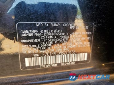 Zdjęcie 12 z 12 samochodu: 2022 SUBARU CROSSTREK LIMITED VIN:JF2GTHNC0N8218456 - miniatura