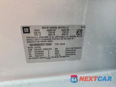 Zdjęcie 12 z 12 samochodu: 2015 CHEVROLET SILVERADO K1500 LT VIN:1GCVKREC6FZ175428 - miniatura
