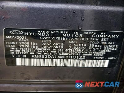 Zdjęcie 13 z 13 samochodu: 2021 HYUNDAI SANTA FE SEL PREMIUM VIN:KM8S3DA1XMU013122 - miniatura