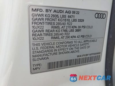 Zdjęcie 13 z 13 samochodu: 2023 AUDI Q8 PRESTIGE S-LINE VIN:WA1FVBF15PD000600 - miniatura