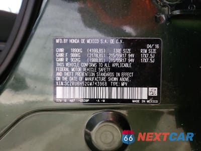 Zdjęcie 12 z 12 samochodu: 2016 HONDA HR-V EX VIN:3CZRU6H52GM743968 - miniatura