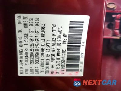 Zdjęcie 12 z 12 samochodu: 2007 HONDA CR-V EX VIN:JHLRE48507C026867 - miniatura