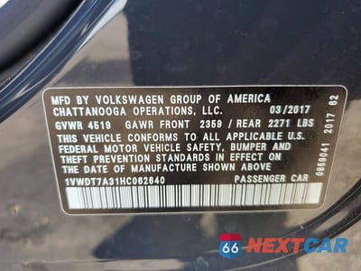 Zdjęcie 12 z 12 samochodu: 2017 VOLKSWAGEN PASSAT R-LINE VIN:1VWDT7A31HC062640 - miniatura