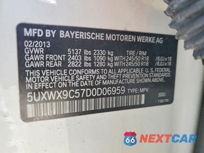 Zdjęcie 13 z 13 samochodu: 2013 BMW X3 XDRIVE28I VIN:5UXWX9C57D0D06959 - miniatura