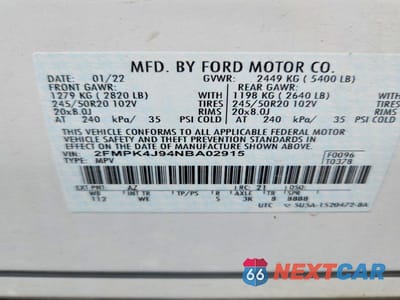 Zdjęcie 13 z 13 samochodu: 2022 FORD EDGE SEL VIN:2FMPK4J94NBA02915 - miniatura