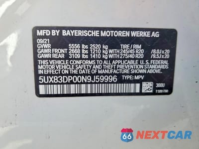 Zdjęcie 14 z 14 samochodu: 2022 BMW X3 M40I VIN:5UX83DP00N9J59996 - miniatura