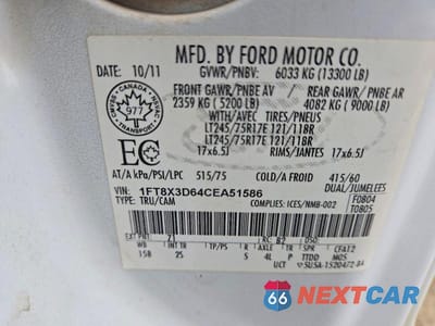 Zdjęcie 12 z 12 samochodu: 2012 FORD F350 SUPER DUTY VIN:1FT8X3D64CEA51586 - miniatura