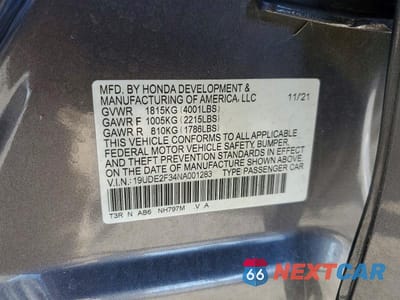 Zdjęcie 12 z 12 samochodu: 2022 ACURA ILX VIN:19UDE2F34NA001283 - miniatura