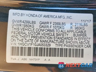 Zdjęcie 13 z 13 samochodu: 2018 HONDA ACCORD LX VIN:1HGCV1F10JA053329 - miniatura