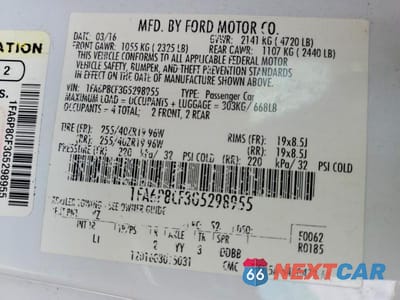 Zdjęcie 12 z 12 samochodu: 2016 FORD MUSTANG GT VIN:1FA6P8CF3G5298955 - miniatura