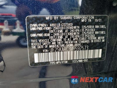 Zdjęcie 13 z 13 samochodu: 2021 SUBARU FORESTER SPORT VIN:JF2SKARC3MH592573 - miniatura