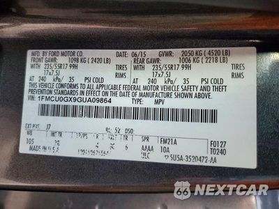 Zdjęcie 14 z 14 samochodu: 2016 FORD ESCAPE SE VIN:1FMCU0GX9GUA09864 - miniatura