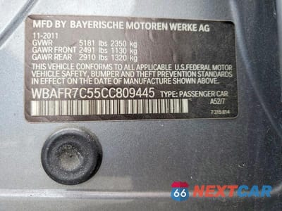 Zdjęcie 12 z 12 samochodu: 2012 BMW 535 I VIN:WBAFR7C55CC809445 - miniatura