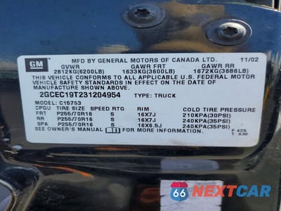 Zdjęcie 12 z 12 samochodu: 2003 CHEV SILVERADO 1500 VIN:2GCEC19T231204954 - miniatura