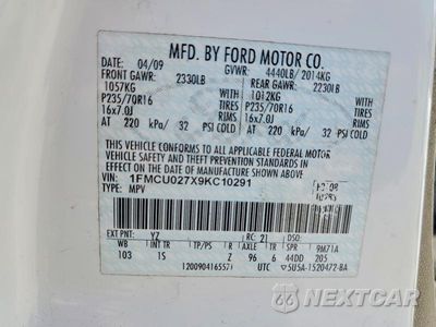 Zdjęcie 13 z 13 samochodu: 2009 FORD ESCAPE XLS VIN:1FMCU027X9KC10291 - miniatura