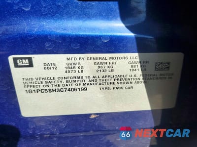 Zdjęcie 12 z 12 samochodu: 2012 CHEVROLET CRUZE LS VIN:1G1PC5SH3C7406199 - miniatura
