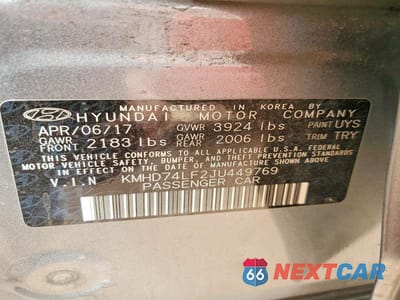 Zdjęcie 13 z 13 samochodu: 2018 HYUNDAI ELANTRA SE VIN:KMHD74LF2JU449769 - miniatura
