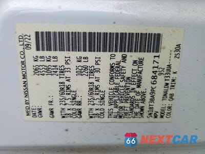 Zdjęcie 13 z 13 samochodu: 2023 NISSAN ROGUE SV VIN:5N1BT3BA9PC684171 - miniatura